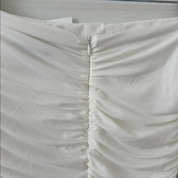 NWT Club L White Maternity Bardot Ruched Draped Midi Dress Size 8 - Picture 11 of 14